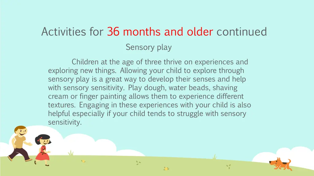 activities for 36 months and older continued 1