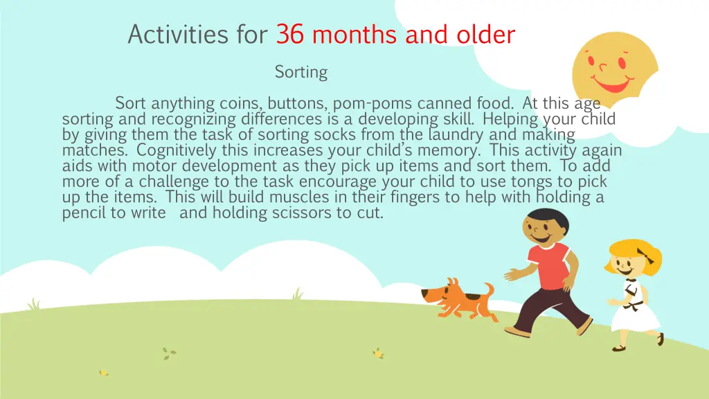 activities for 36 months and older