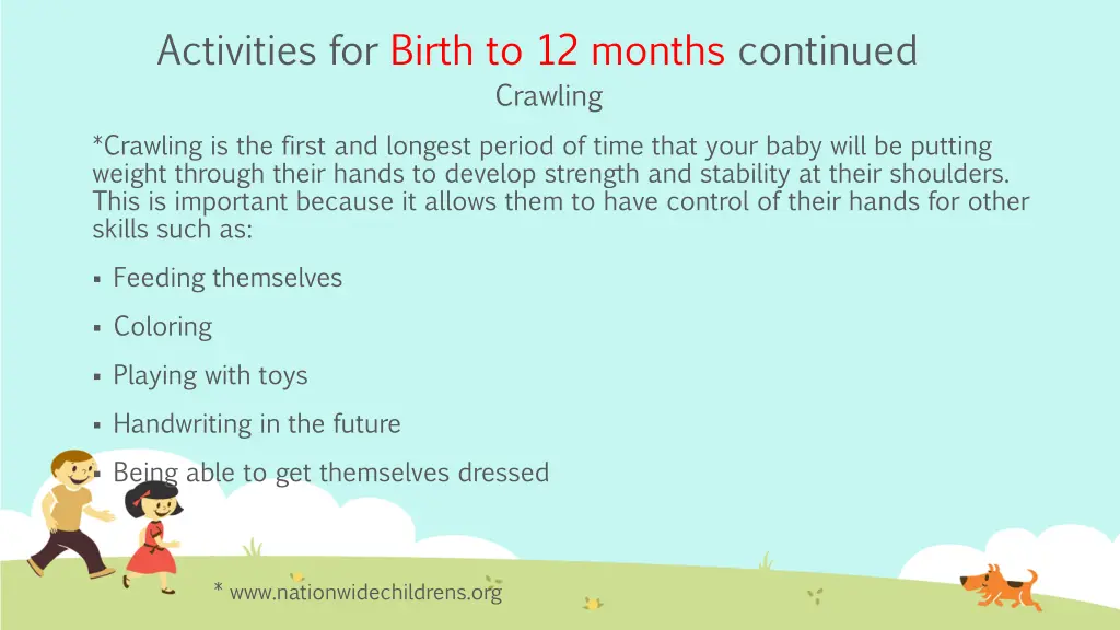 activities for birth to 12 months continued 1