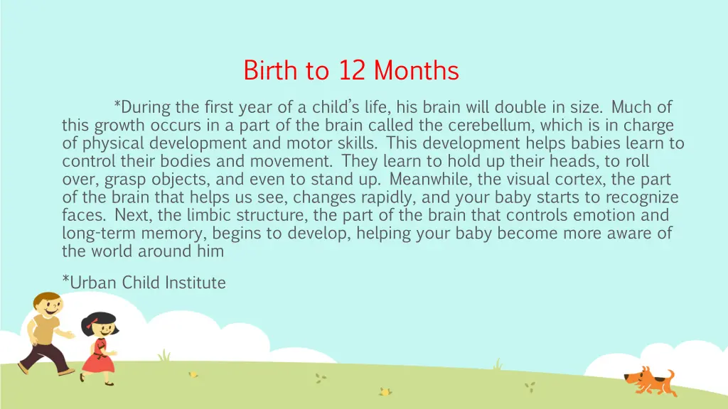 birth to 12 months