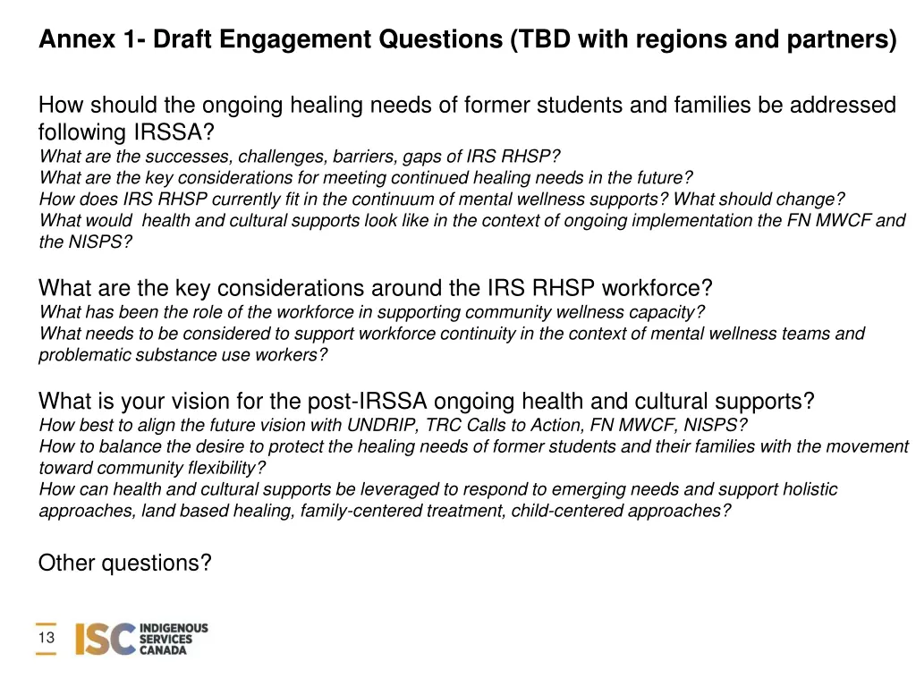 annex 1 draft engagement questions tbd with