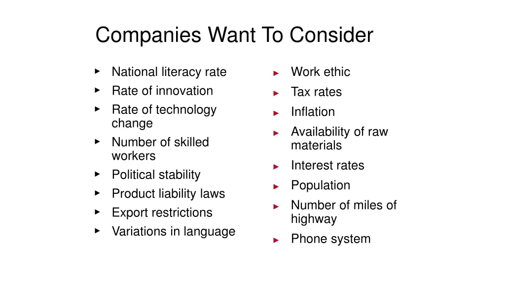 companies want to consider