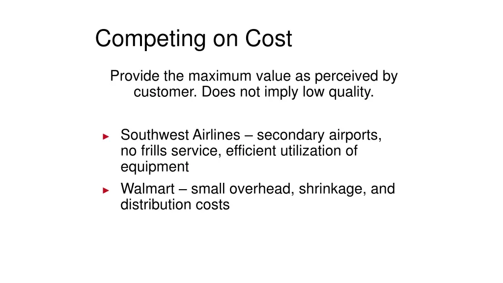 competing on cost