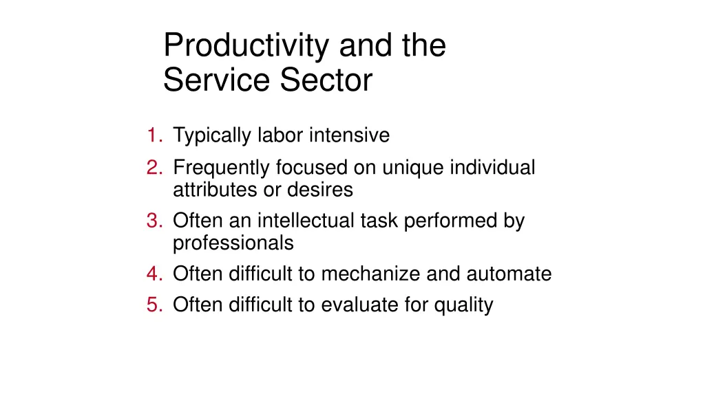 productivity and the service sector