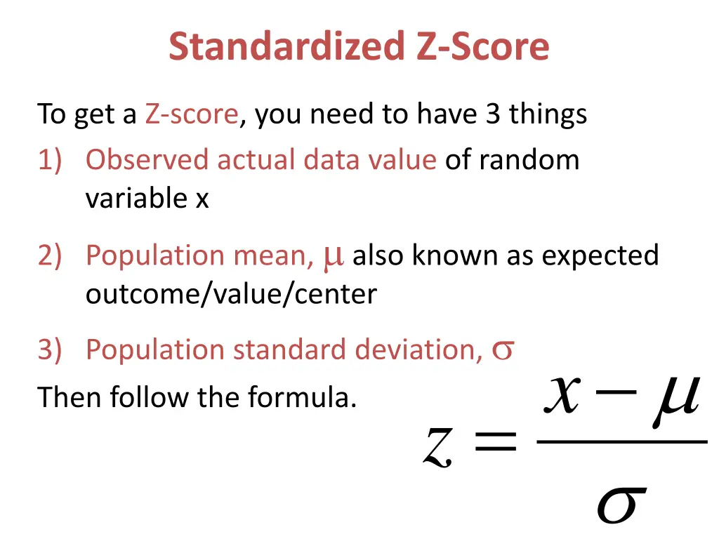 standardized z score