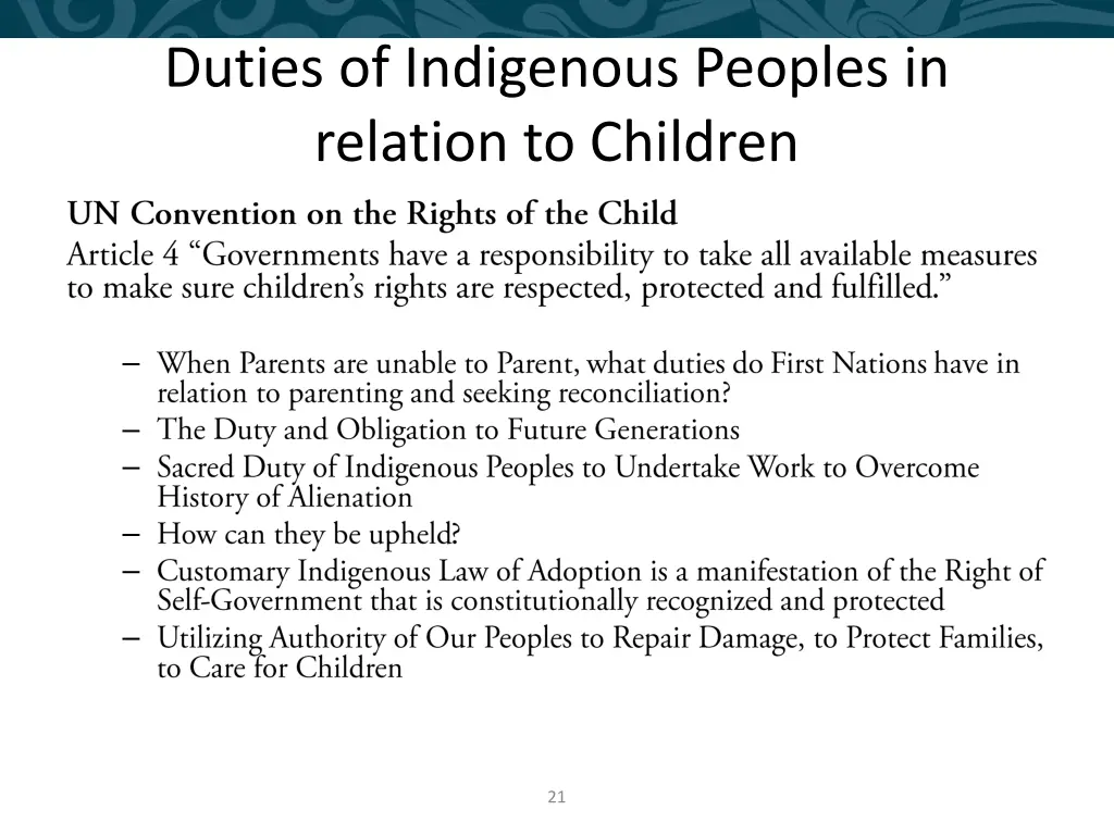 duties of indigenous peoples in relation