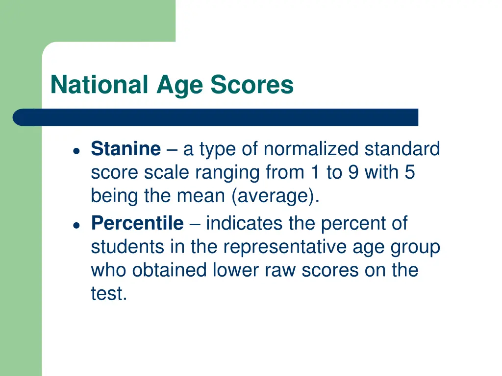 national age scores