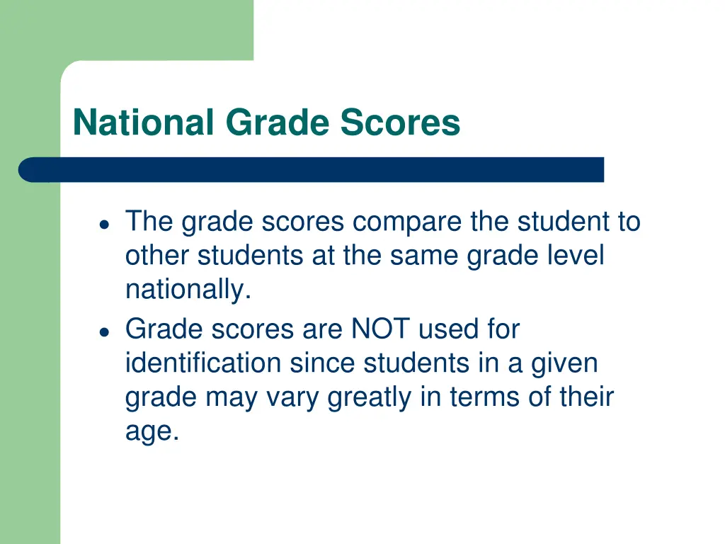 national grade scores