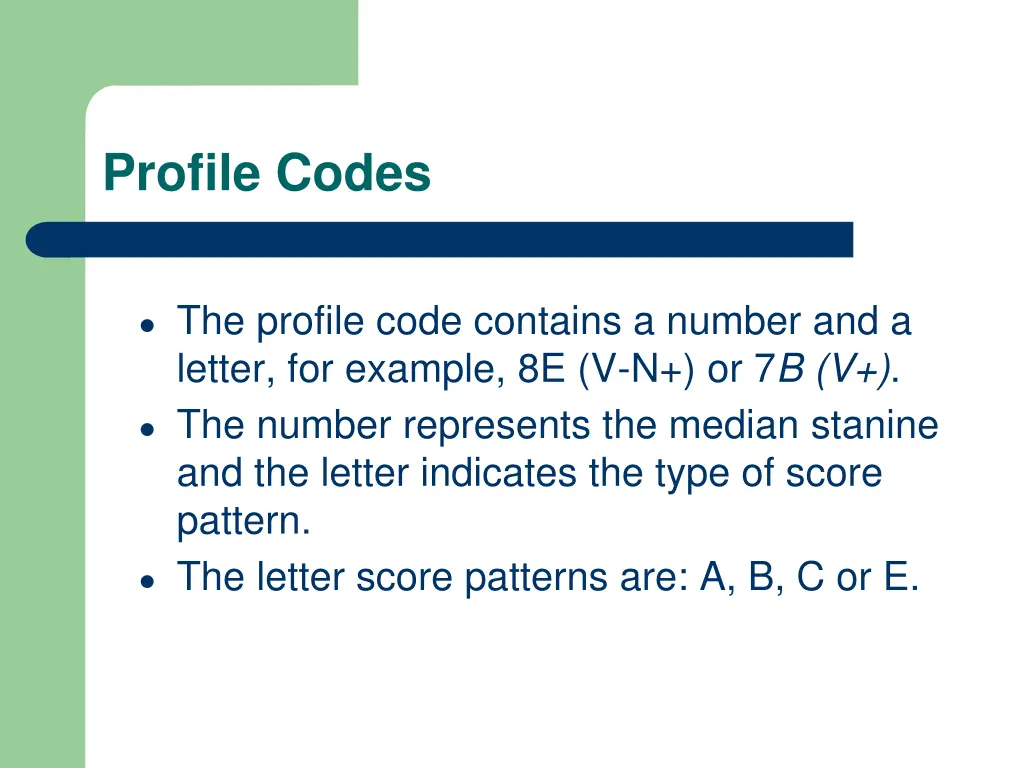 profile codes