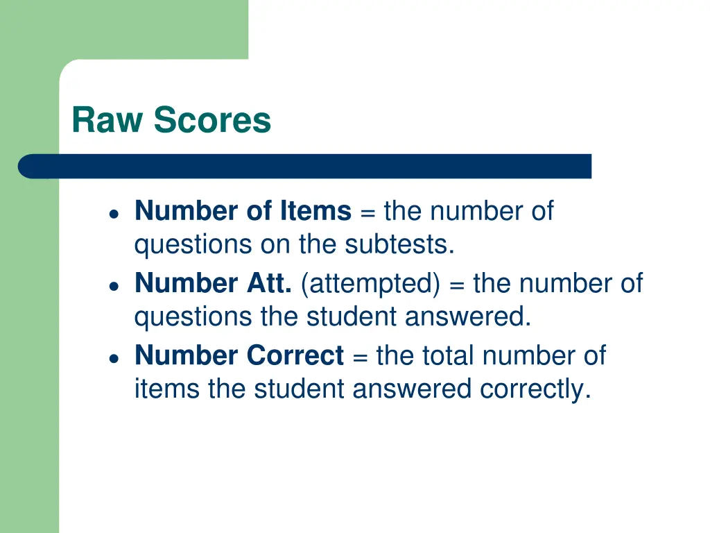 raw scores