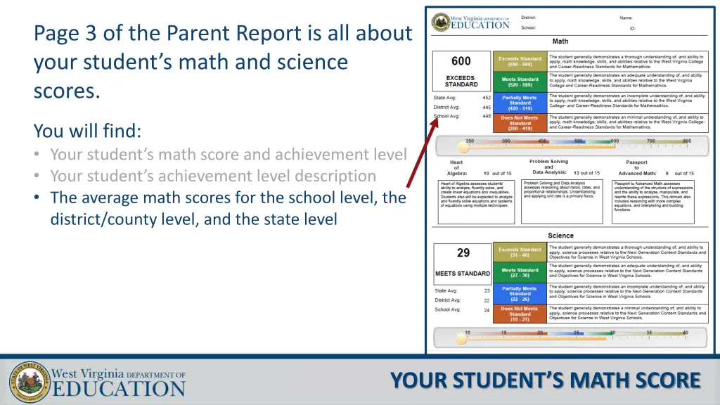 page 3 of the parent report is all about your 2