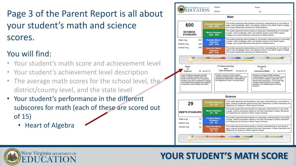 page 3 of the parent report is all about your 3