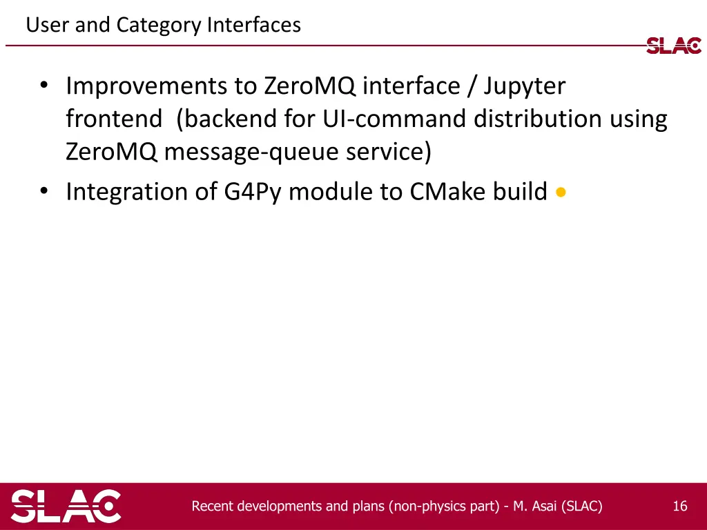 user and category interfaces