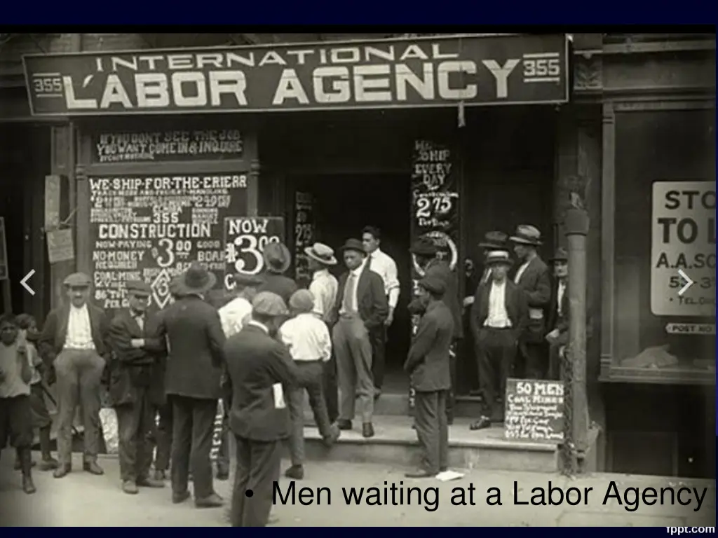 men waiting at a labor agency