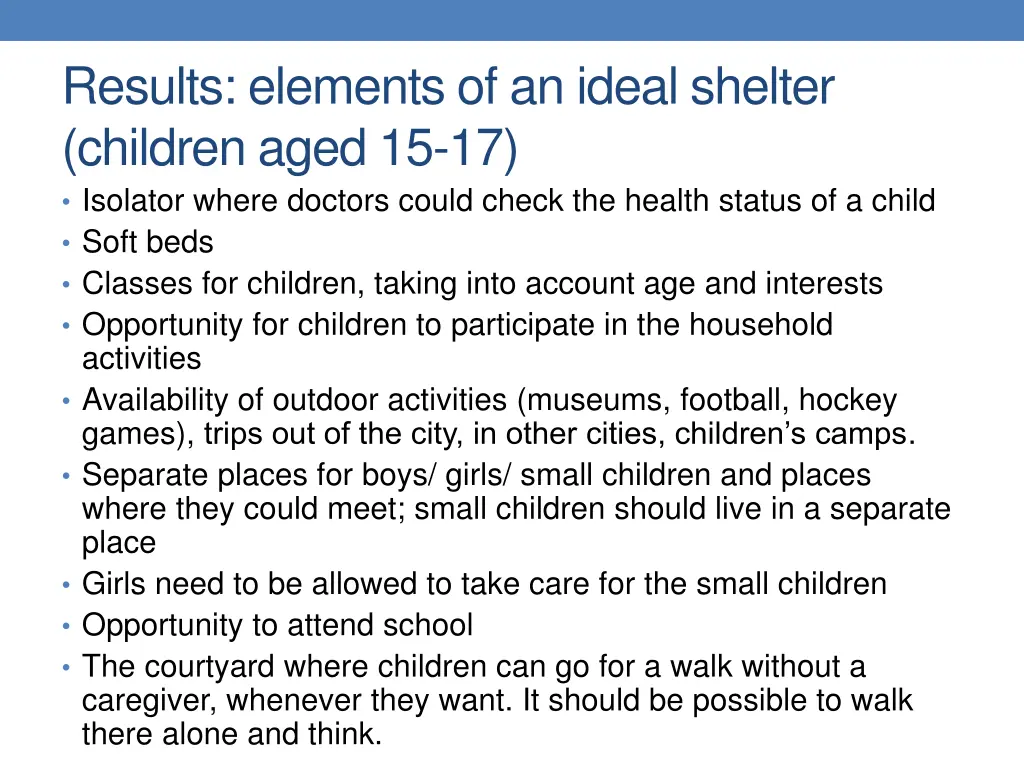 results elements of an ideal shelter children 2