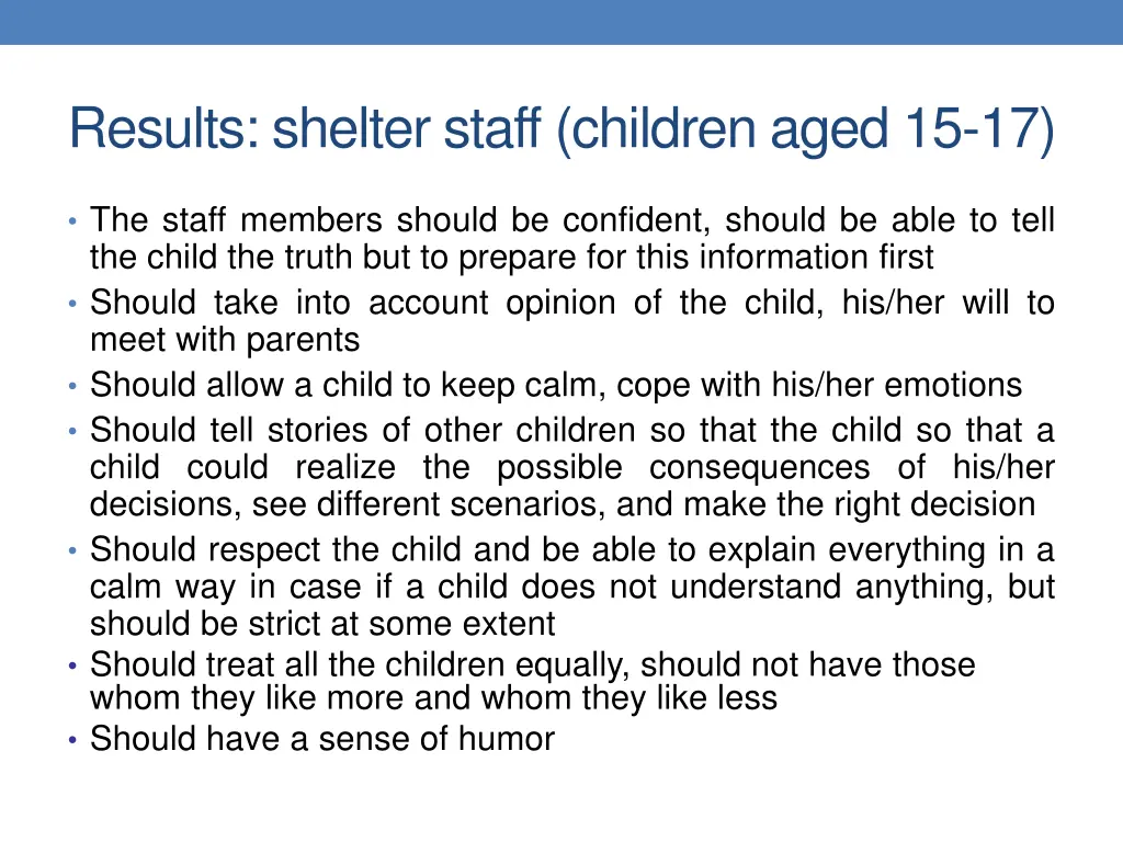 results shelter staff children aged 15 17 1