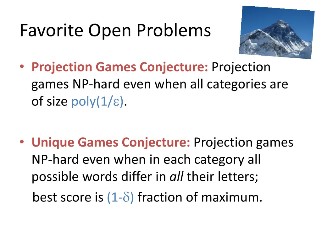 favorite open problems