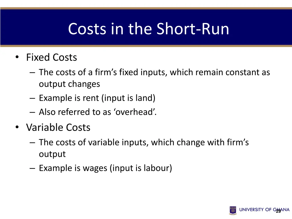 costs in the short run 1