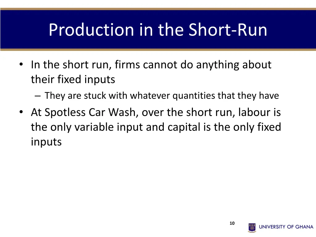 production in the short run