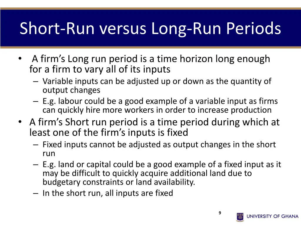 short run versus long run periods