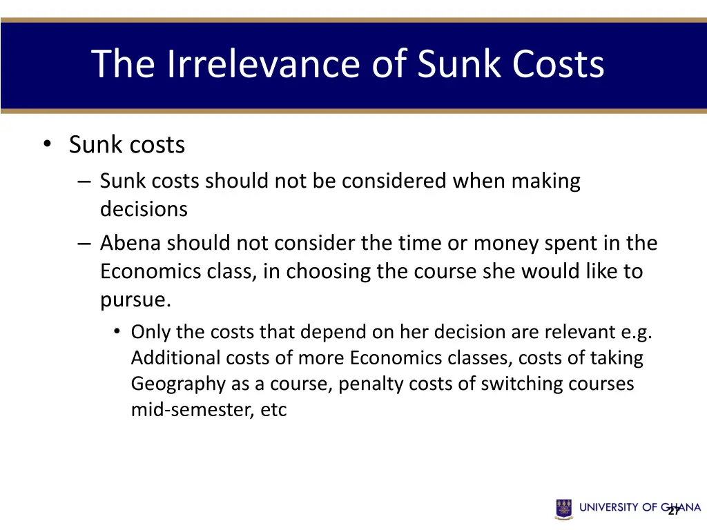 the irrelevance of sunk costs 1