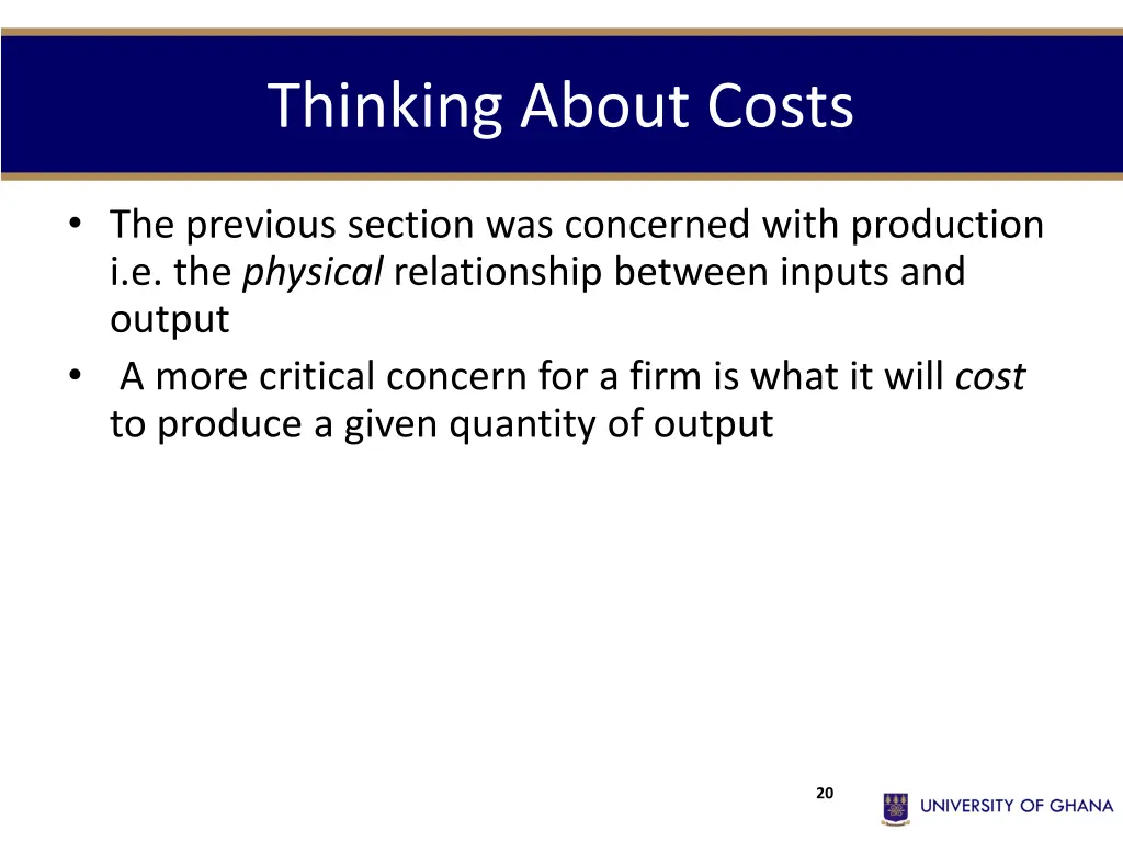 thinking about costs