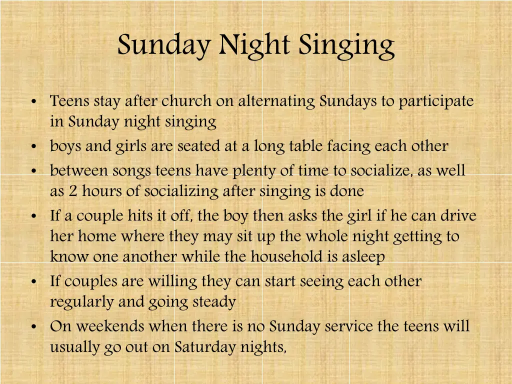 sunday night singing