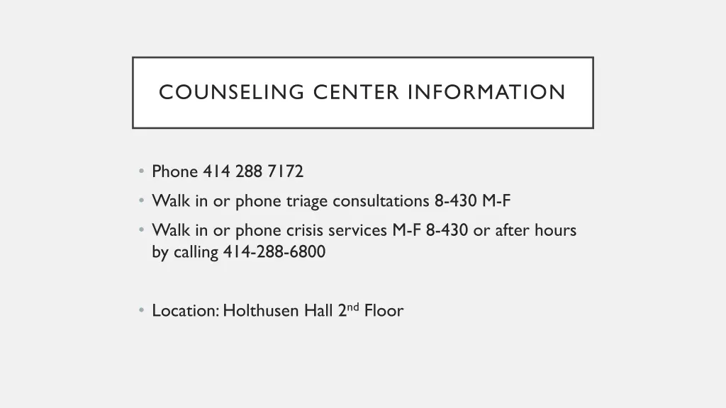 counseling center information