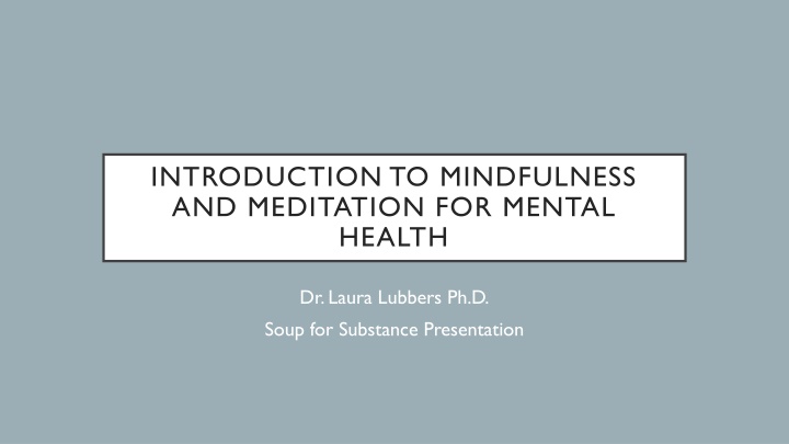 introduction to mindfulness and meditation