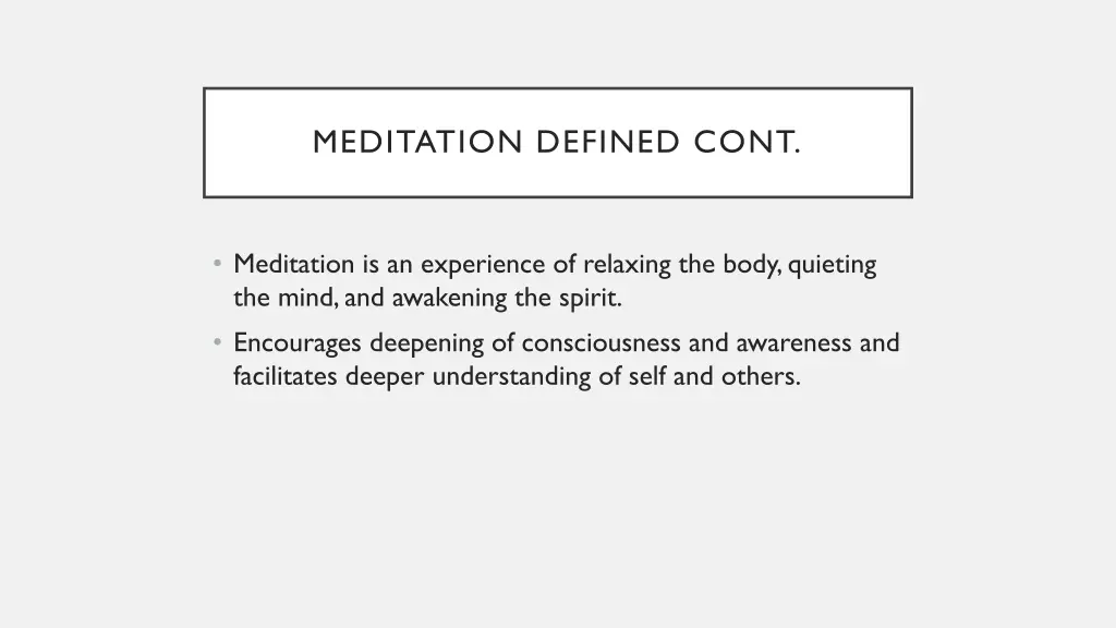 meditation defined cont