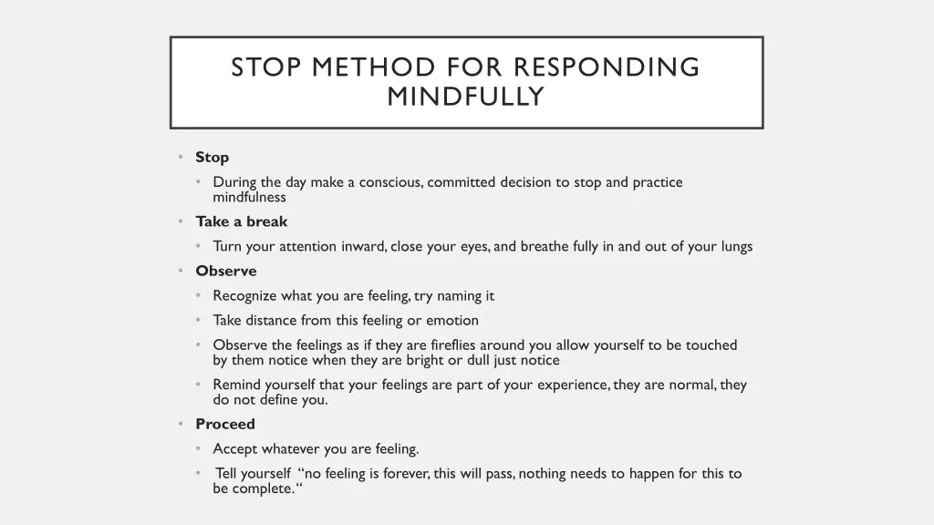 stop method for responding mindfully