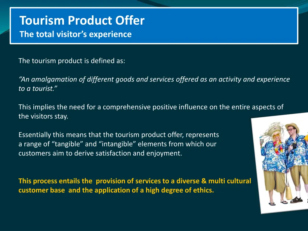 tourism product offer the total visitor