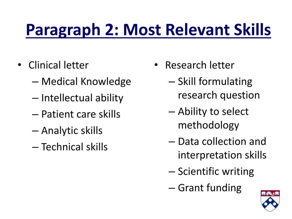 paragraph 2 most relevant skills