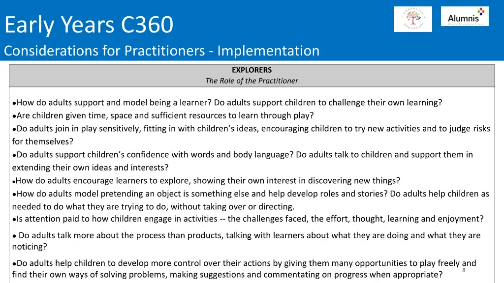 early years c360 considerations for practitioners