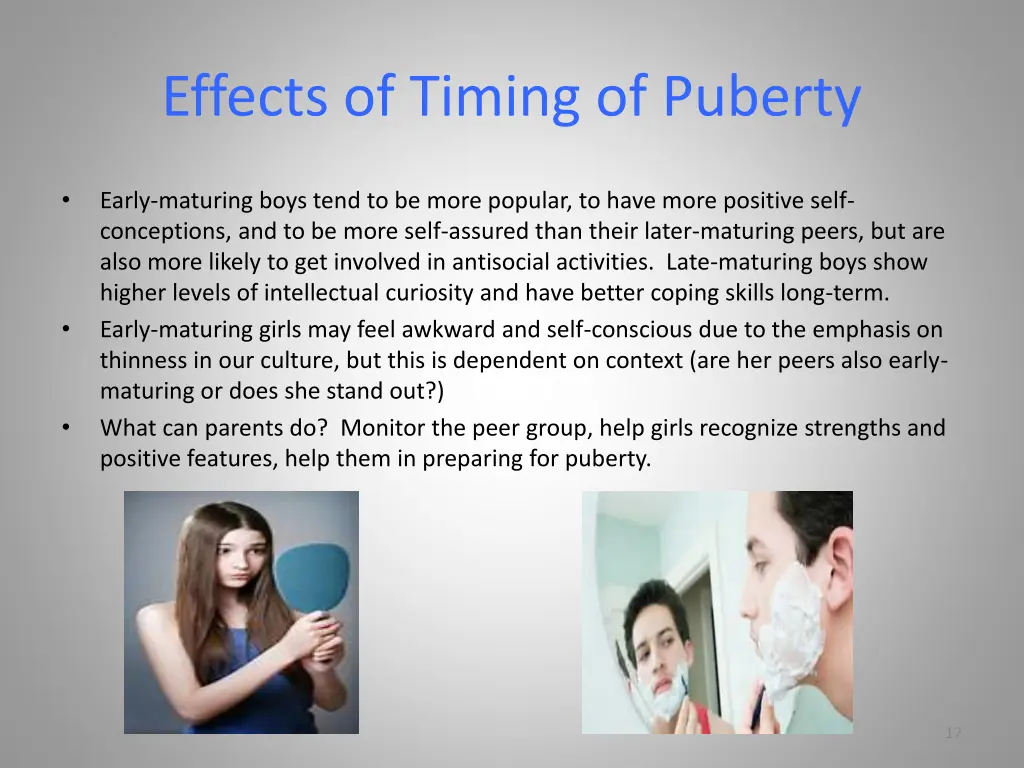 effects of timing of puberty