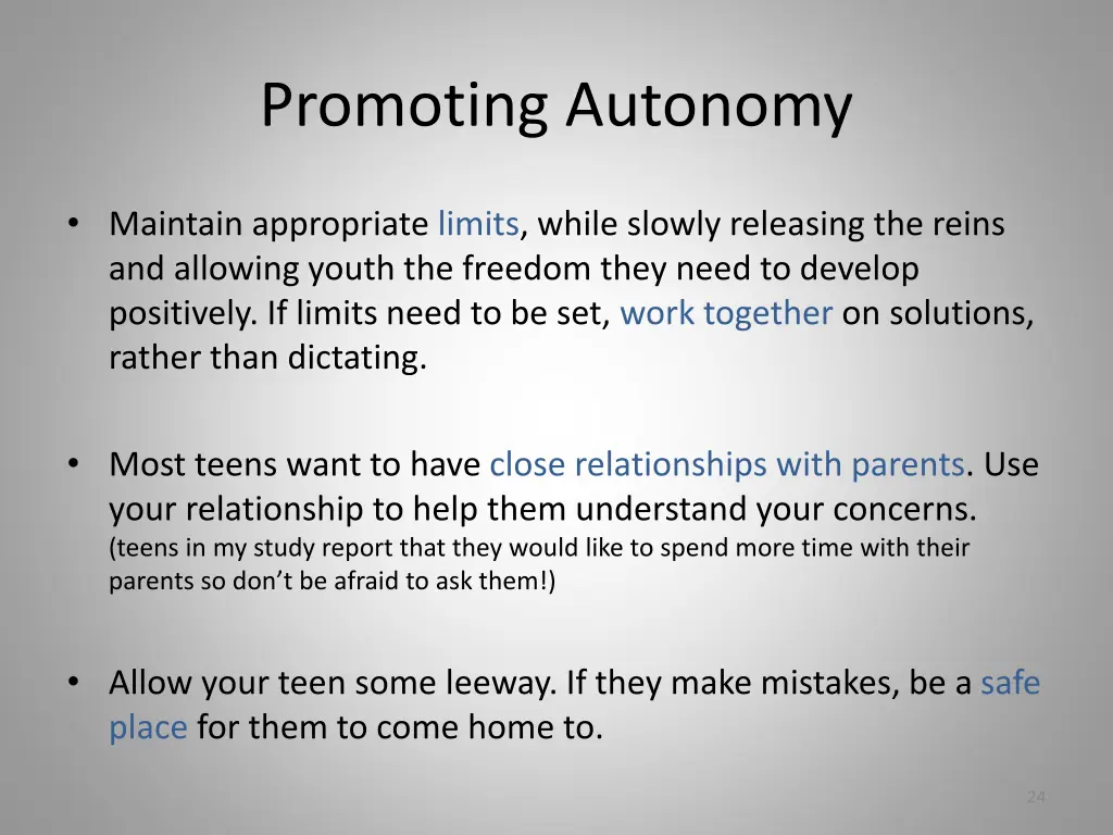 promoting autonomy