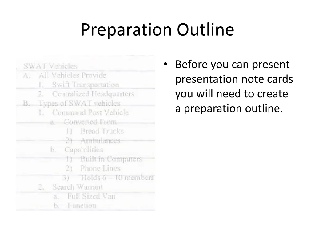 preparation outline