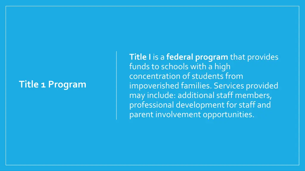 title i is a federal program that provides funds