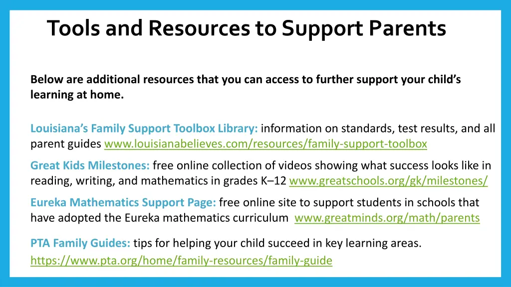 tools and resources to support parents