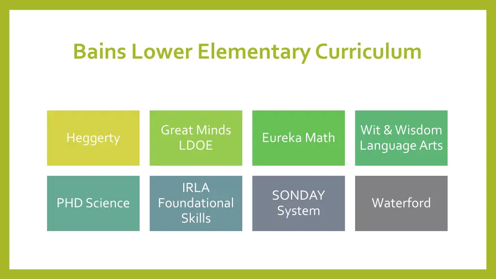 bains lower elementary curriculum