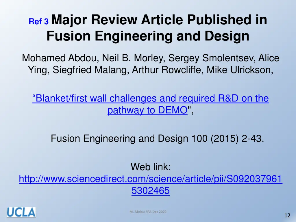 ref 3 major review article published in fusion