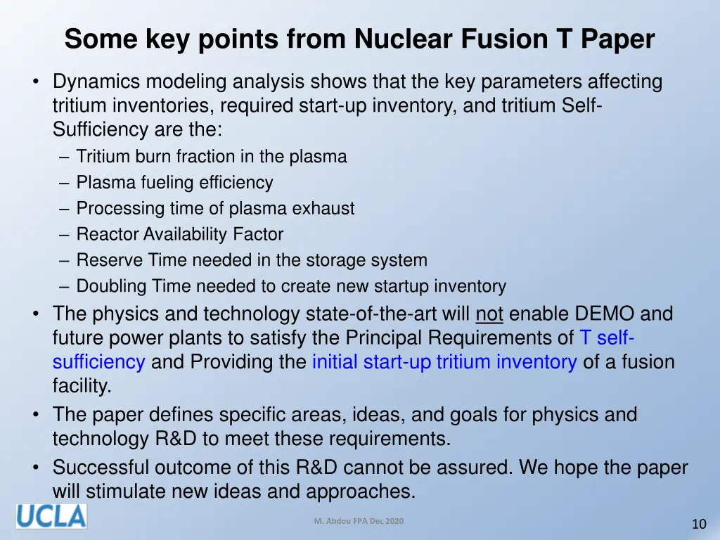 some key points from nuclear fusion t paper