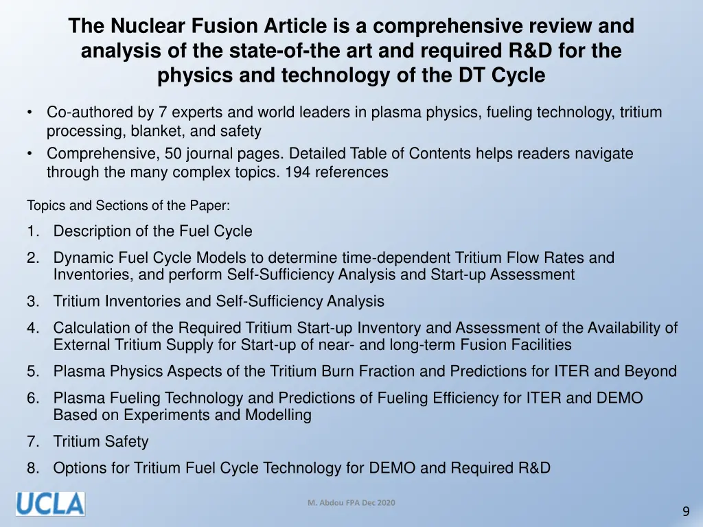 the nuclear fusion article is a comprehensive