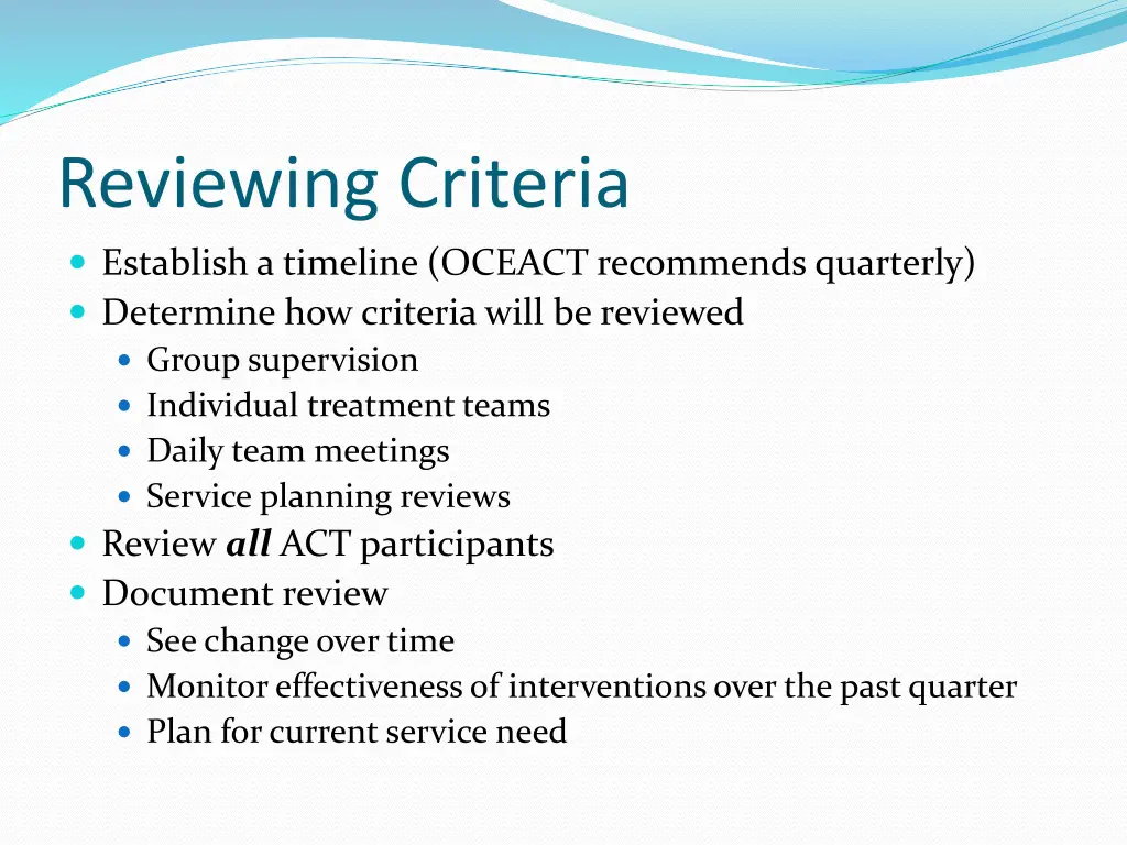 reviewing criteria