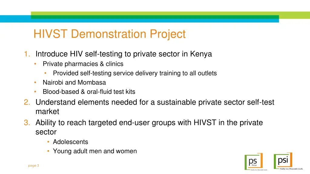 hivst demonstration project