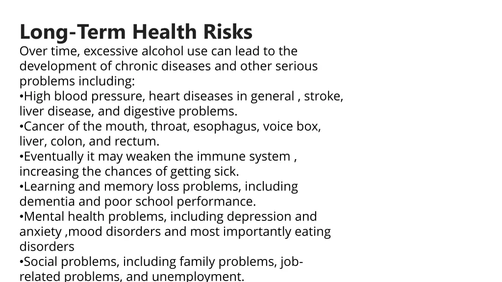 long term health risks over time excessive