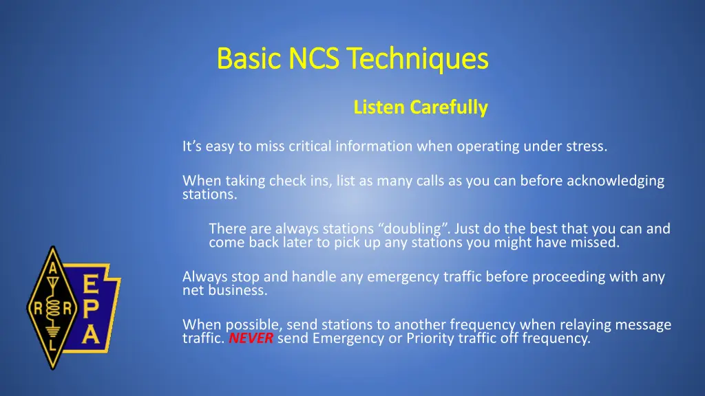 basic ncs techniques basic ncs techniques