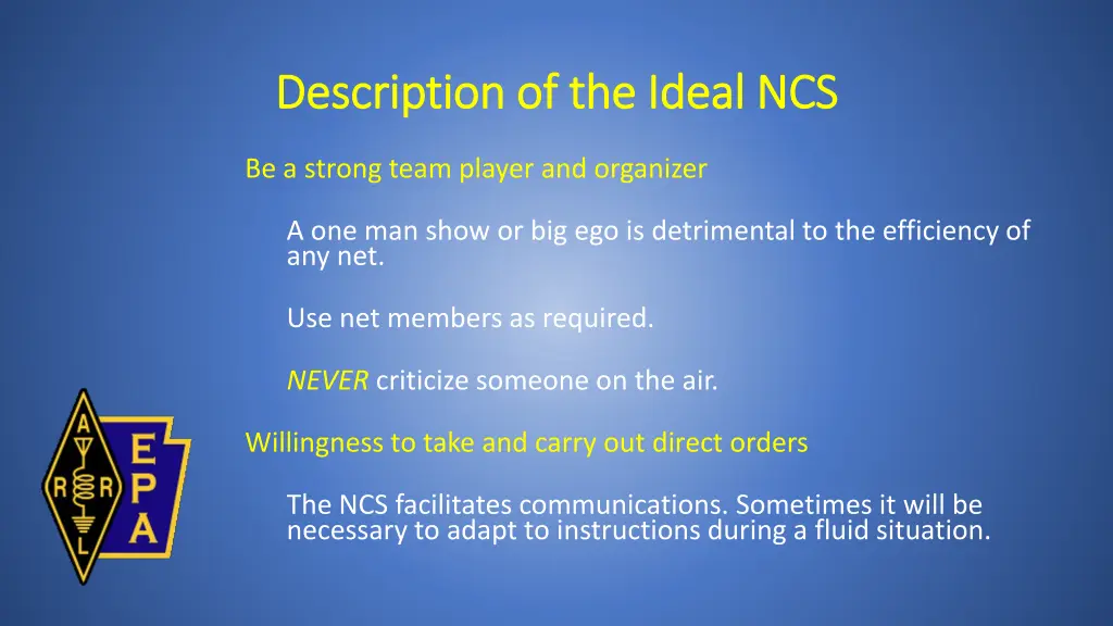 description of the ideal ncs description 1