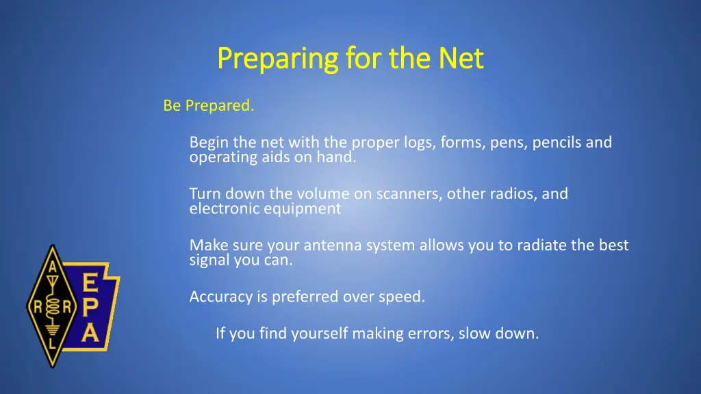 preparing for the net preparing for the net 1