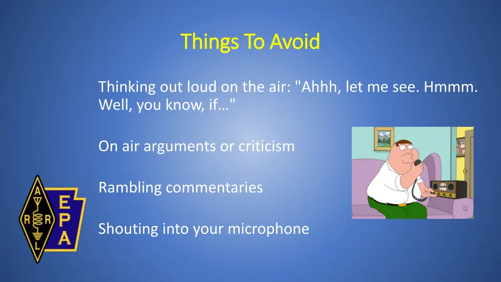 things to avoid things to avoid